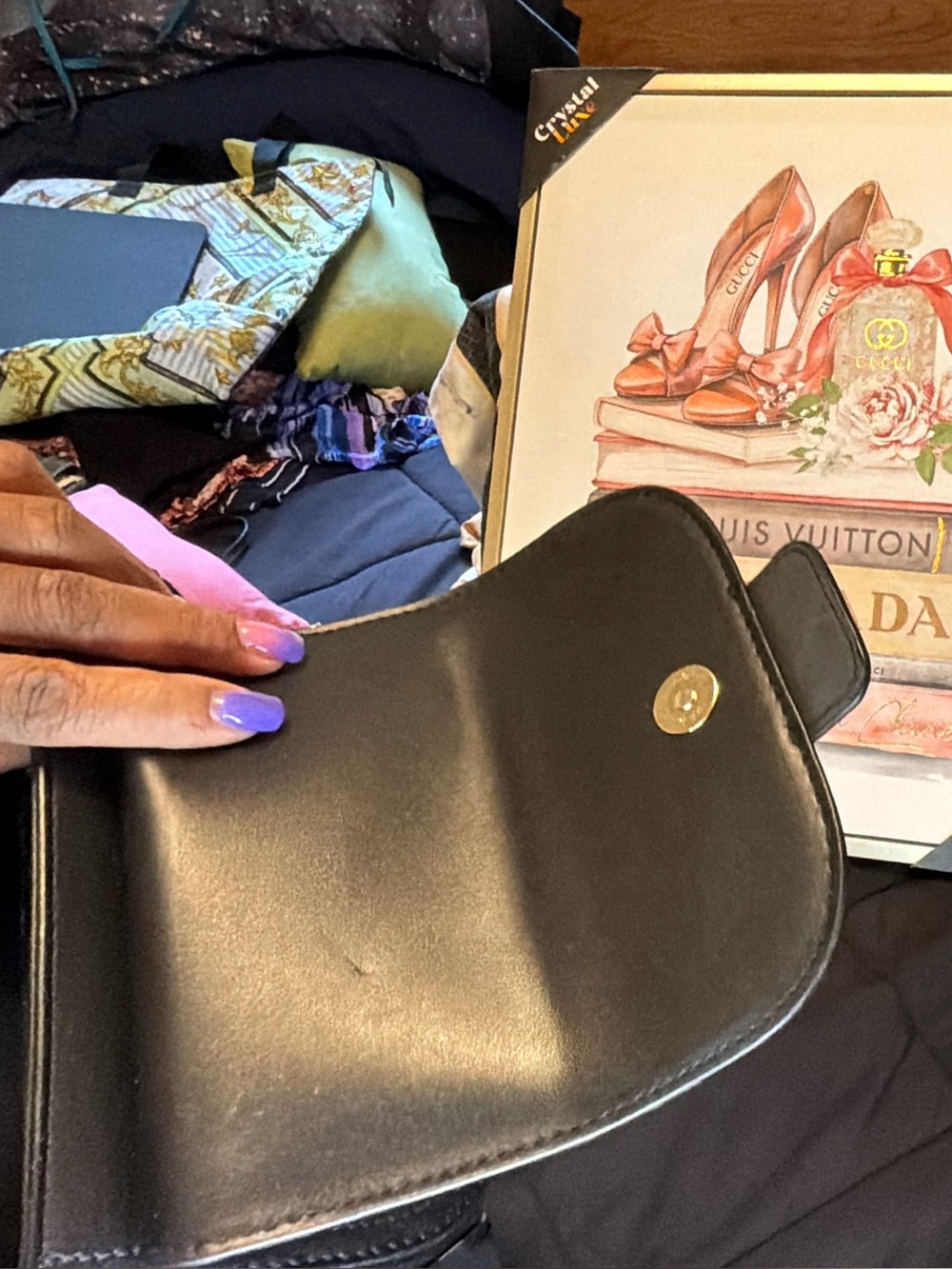 True Religion Black Crossbody with Gold Horseshoe Hardware - Picture 9 of 11